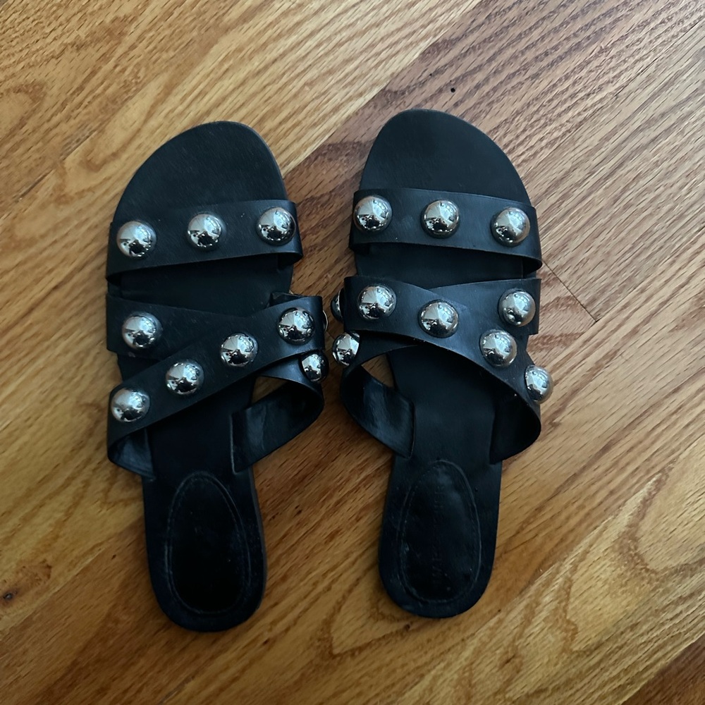 Marc Fisher Black Studded Sandals